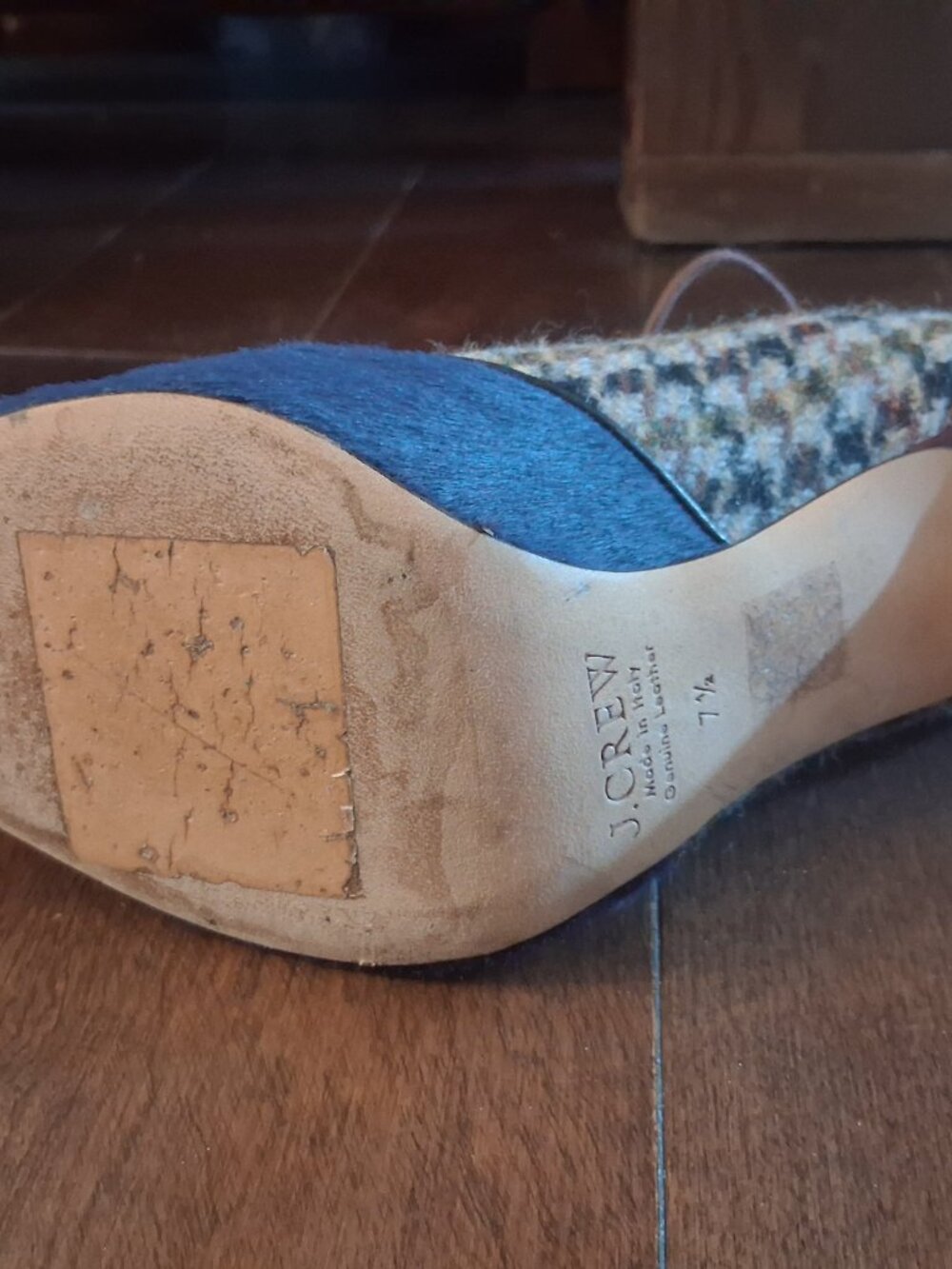 J.Crew Collection ponyhair and plaid leather lace-up heels. - Picture 6 of 6